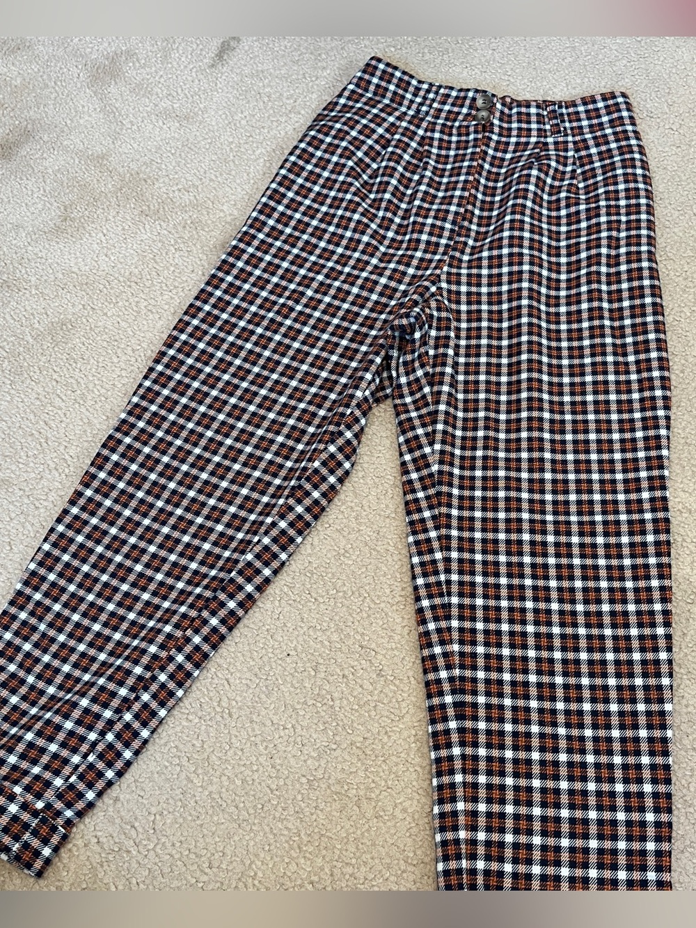 Topshop Checked Straight-Leg Chinos in Black, White & Brown